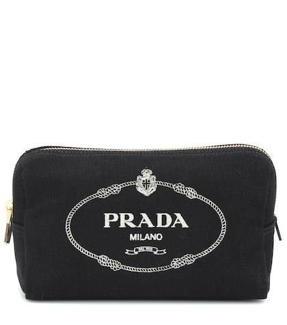 Prada Logo Canvas Cosmetics Case