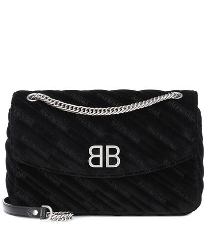 Balenciaga Chain Round M Velvet Shoulder Bag