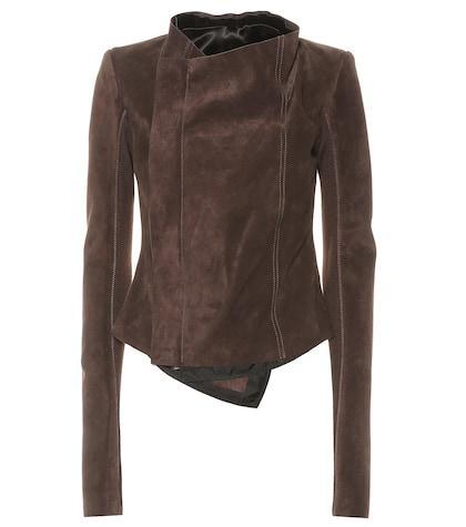 Rick Owens Low Neck Suede Biker Jacket