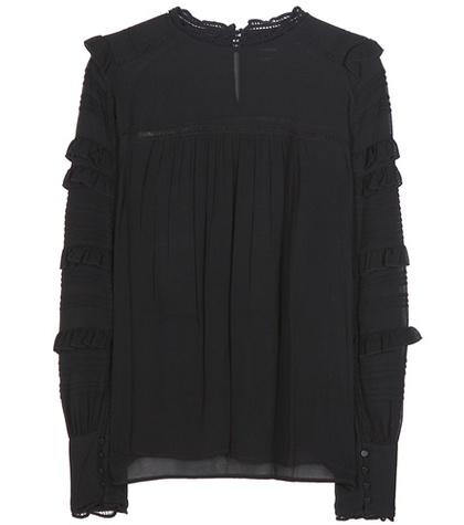 Isabel Marant Qimper Ruffled Stretch-silk Blouse