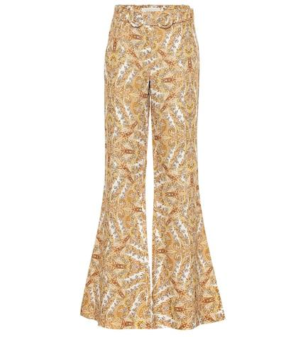 Zimmermann Zippy Paisley Flared Linen Pants
