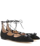 Salvatore Ferragamo Claire Suede Lace-up Ballerinas