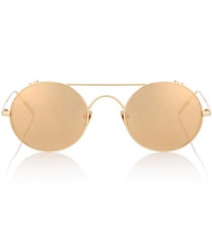 T By Alexander Wang 427 C1 Oval Sunglasses In Yellow Gold