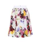 Dolce & Gabbana Floral Pleated Cotton Poplin Skirt