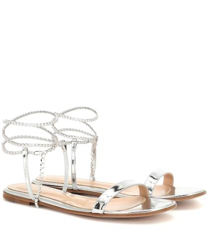 Gianvito Rossi Serena Metallic Leather Sandals