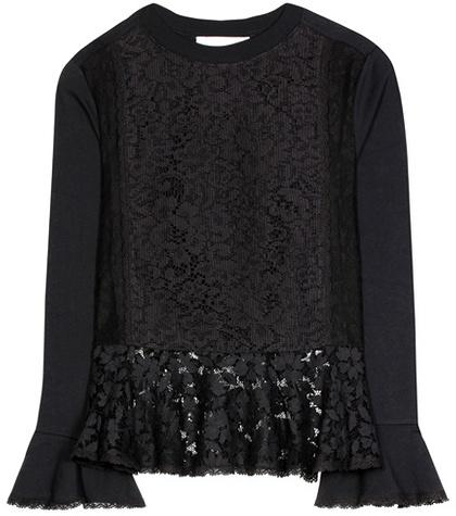 See By Chlo Lace-trimmed Cotton-blend Top