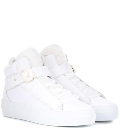 Nicholas Kirkwood Fur-trimmed Leather Sneakers