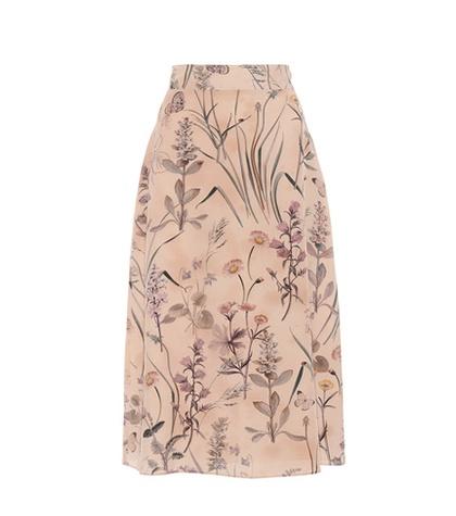 Bottega Veneta Floral-printed Silk Skirt