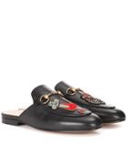 Gucci Princetown Leather Slippers With Appliqués