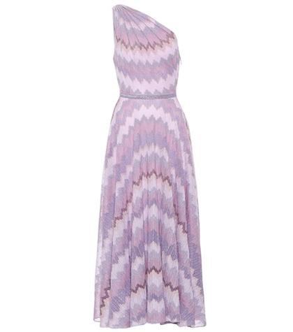 Missoni One-shoulder Zigzag Knit Dress