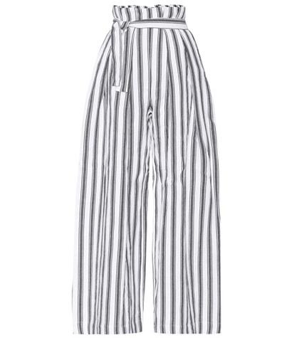 Three Graces London Striped Linen And Cotton Trousers