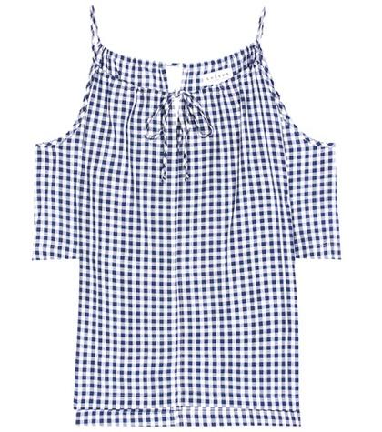 Velvet Nedra Gingham Cold-shoulder Top
