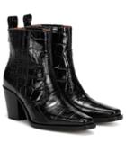 Ganni Western Embossed Leather Boots