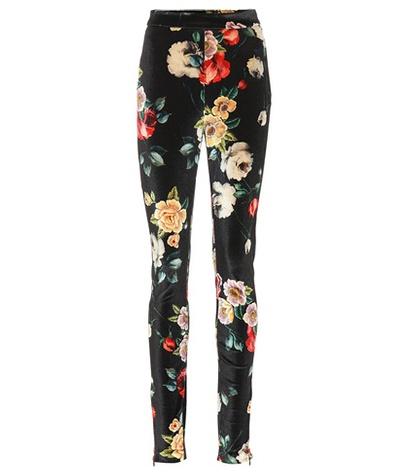 Attico Floral-printed Velvet Pants