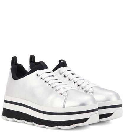 Miu Miu Wave Metallic Leather Platform Sneakers