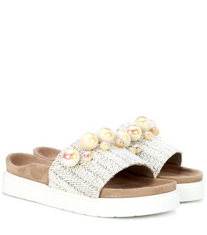 Jacquemus Raffia Pearl Slides