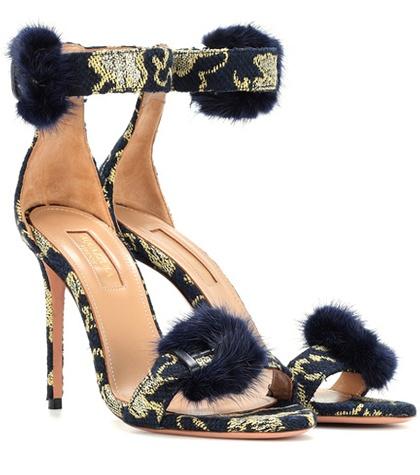 Ancient Greek Sandals Exclusive To Mytheresa.com – Sinatra 105 Fur-trimmed Brocade Sandals