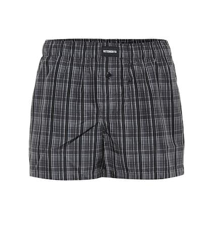 Vetements Logo-embroidered Checked Shorts