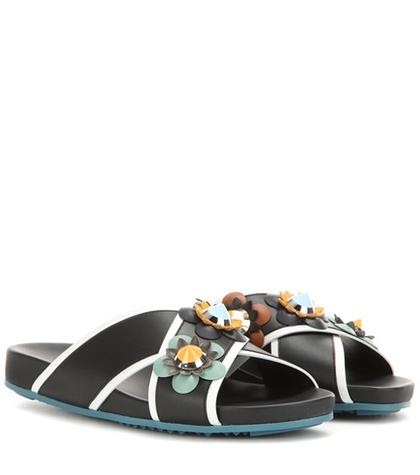 Stella Mccartney Embellished Leather Slip-on Sandals