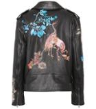Etro Printed And Embroidered Leather Biker Jacket