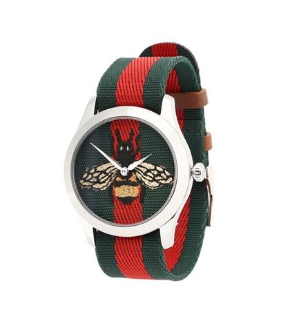 Gucci G-timeless Stainless Steel And Nylon Watch