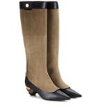 Marni Embellished Suede And Leather Knee-high Boots
