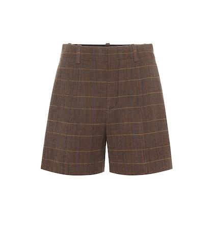 Chlo High-rise Checked Wool Shorts
