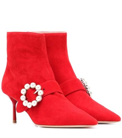 Loewe Embellished Suede Ankle Boots