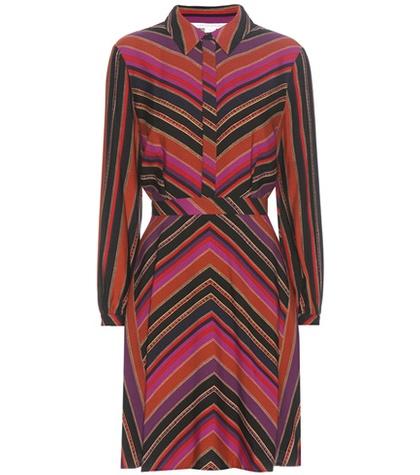 Diane Von Furstenberg Chrissie Striped Silk And Wool Twill Dress
