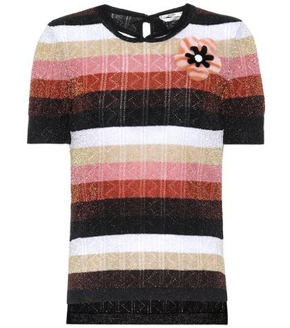 Fendi Fur-trimmed Metallic Top