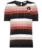 Fendi Fur-trimmed Metallic Top