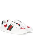 Prada Ace Snakeskin-trimmed Leather Sneakers