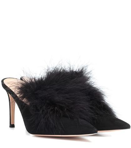 Simone Rocha Maribou 85 Suede Mules