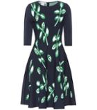 Oscar De La Renta Leaf Printed Fit-and-flare Dress