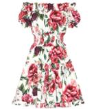 Dolce & Gabbana Floral Off-the-shoulder Cotton Dress