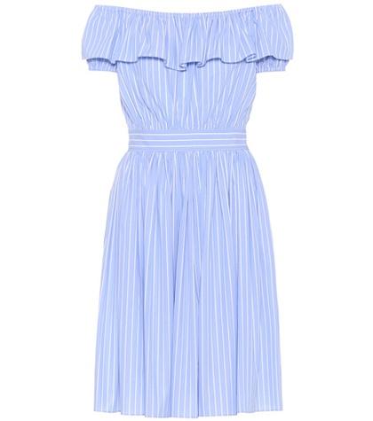 Miu Miu Striped Off-the-shoulder Cotton Dress