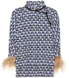 Prada Printed Feather-trimmed Top
