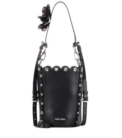 Miu Miu Embellished Leather Bucket Bag