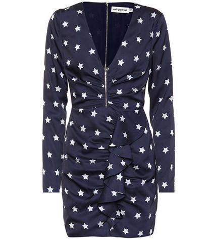 Self-portrait Printed Satin Minidress