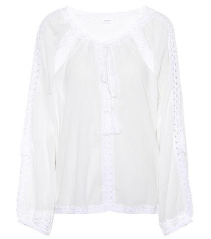 Anna Kosturova Giza Lace-trimmed Cotton Top