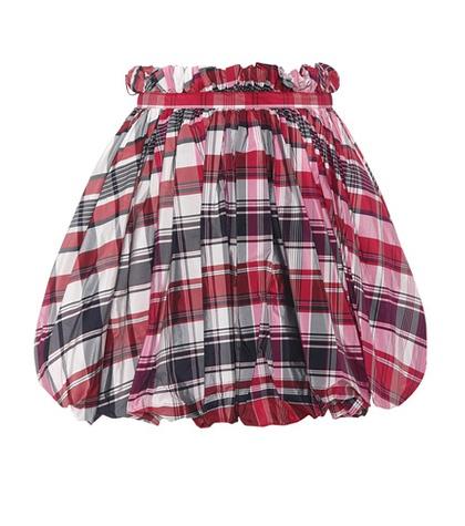 Alexander Mcqueen Checked Silk And Cotton Miniskirt