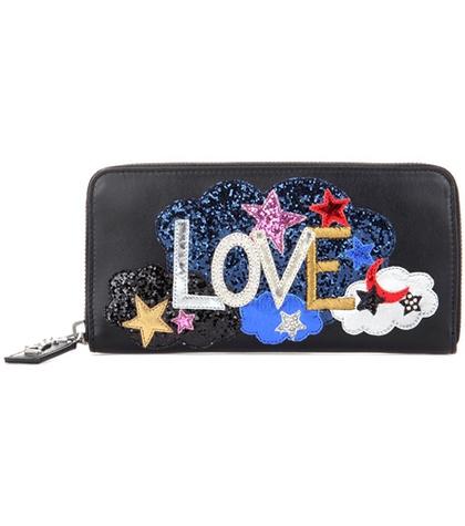 Saint Laurent Rive Gauche Zip-around Large Embellished Leather Wallet