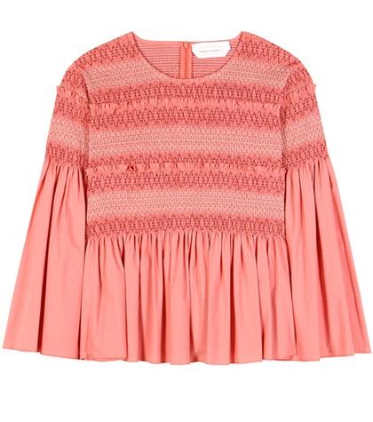 Victoria Victoria Beckham Smocked Cotton Blouse