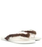 Valentino Valentino Garavani Fur-trimmed Sandals