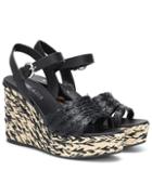 Prada Raffia And Leather Wedges
