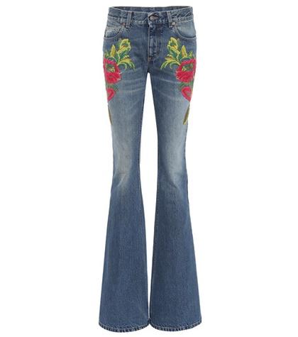 Fendi Embroidered Flare Jeans