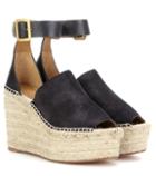 Chlo Suede And Leather Wedge Espadrilles