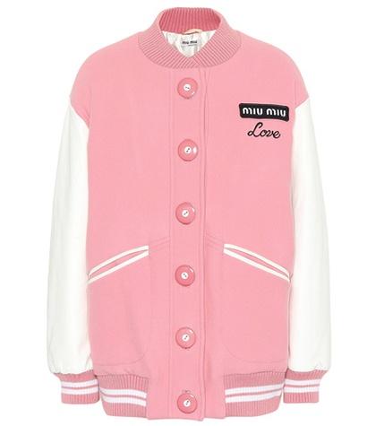 Miu Miu Wool And Leather Bomber Jacket