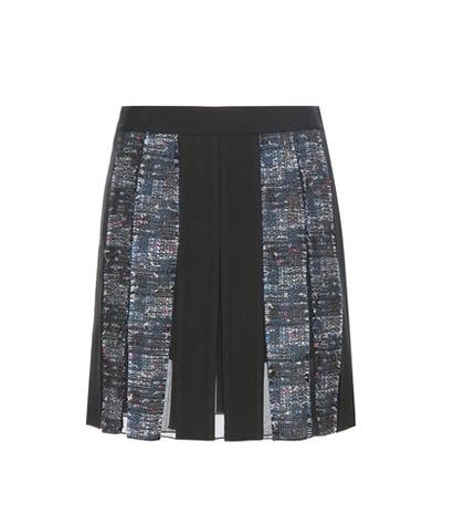 Maison Michel Maison Pleated Crêpe And Tweed Miniskirt