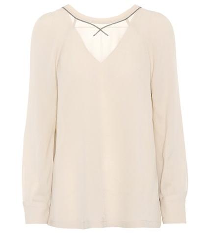 Brunello Cucinelli Embellished Silk Blouse